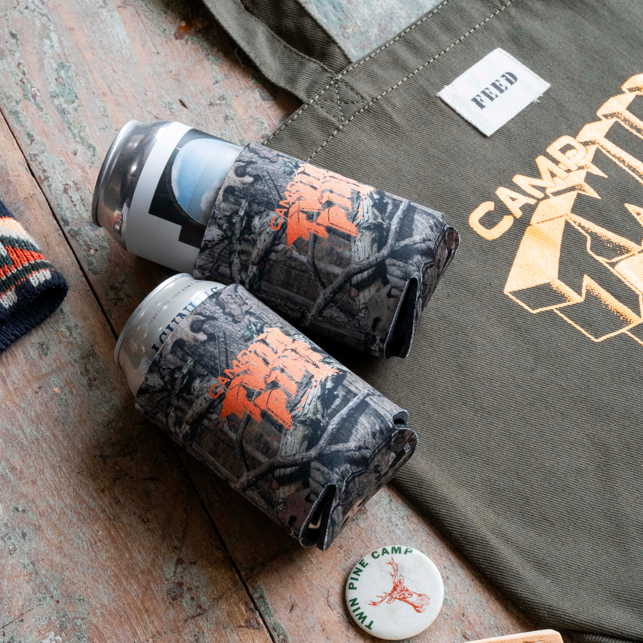 CAMP TWIN PINE Camo Koozie