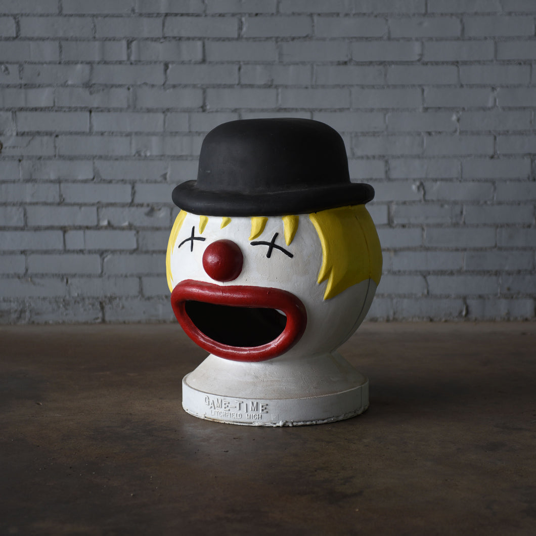 Vintage Clown-Head Carnival Trash Can Topper