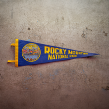Load image into Gallery viewer, New Old Stock Rocky Mountain National Park &amp; Estes Park Felt Pennant, c. 1920s–1930s
