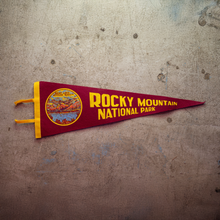 Load image into Gallery viewer, New Old Stock Rocky Mountain National Park &amp; Estes Park Felt Pennant, c. 1920s–1930s
